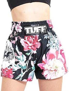 TUFF Sport Muay Thai Shorts - Floral Vintage Rose Boxing Trunks - Small